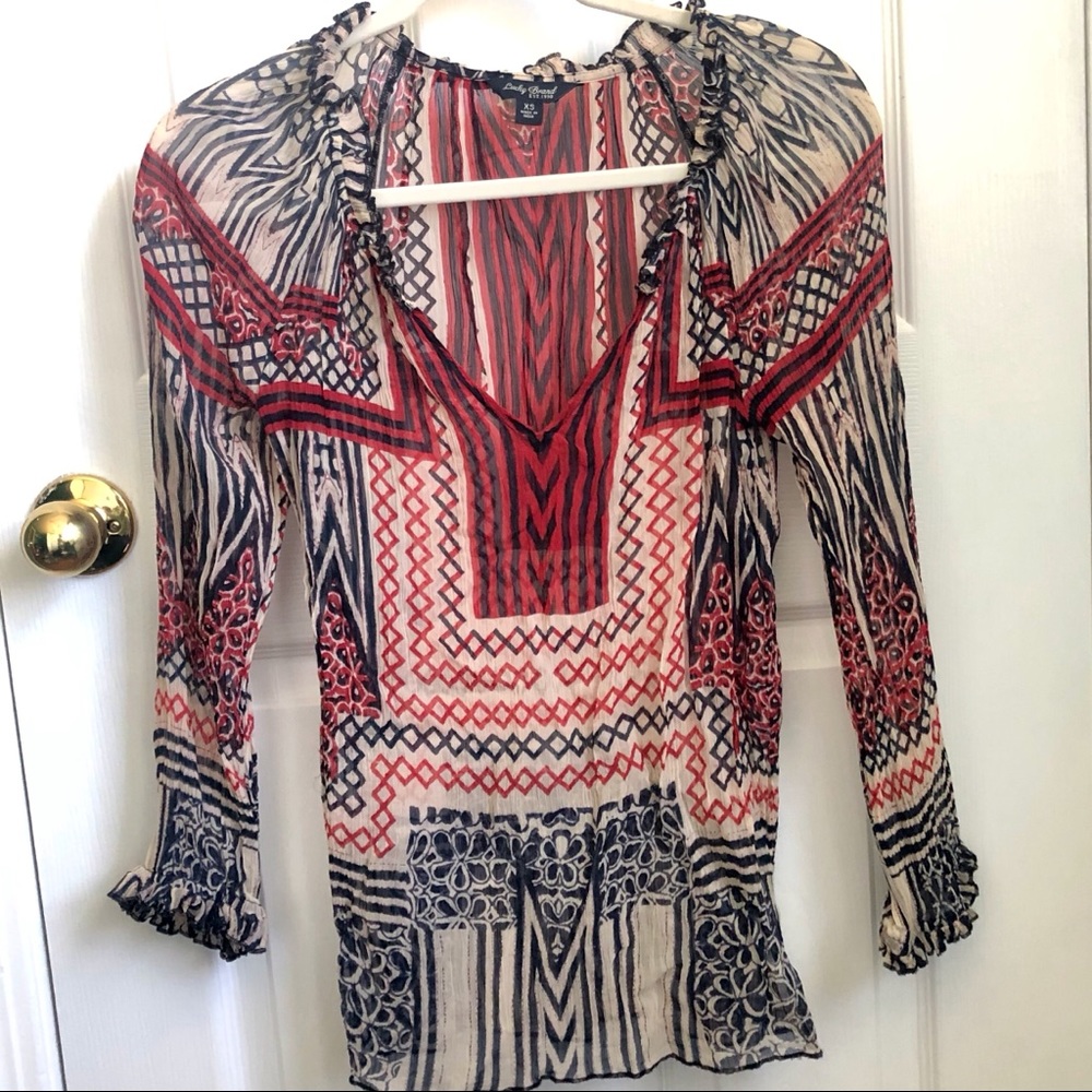 Lucky Brand xs red, white,blue long sleeve top - Picture 2 of 11
